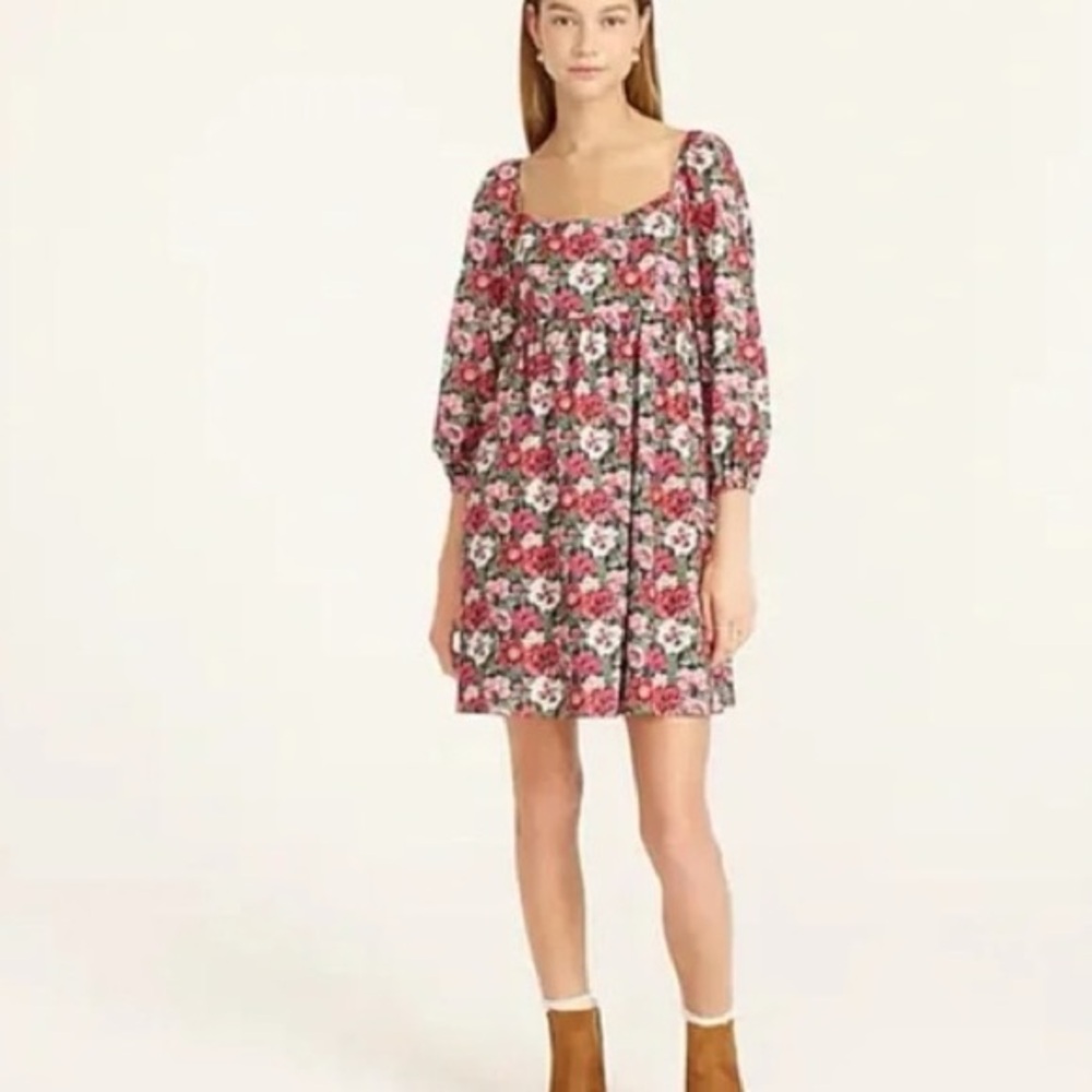 J. Crew Liberty Puff-Sleeve Dress in Poppy Amelie Flora